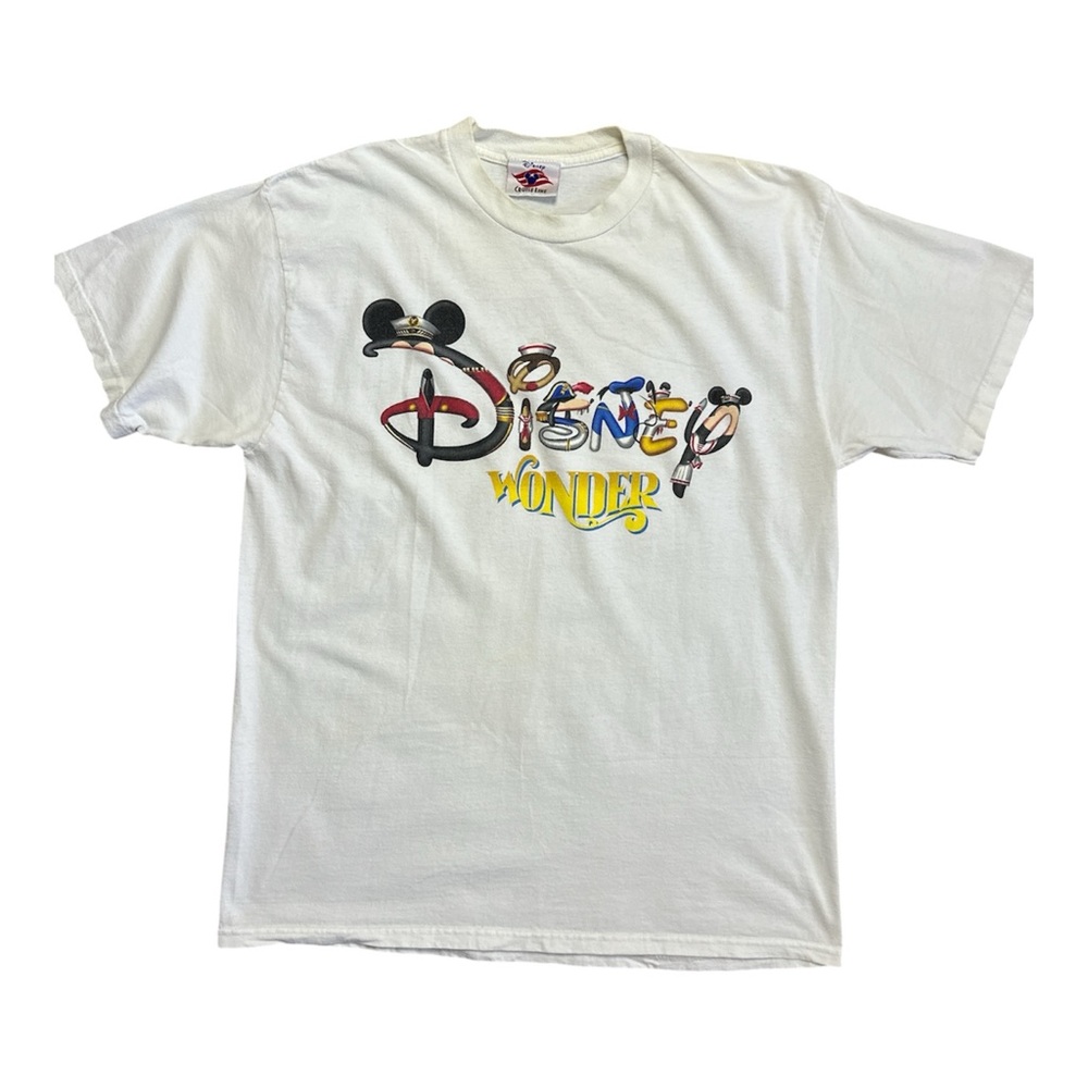 Vintage Disney Cruise Line Disney Wonder T Shirt White Graphic Tee Y2K Size M/L